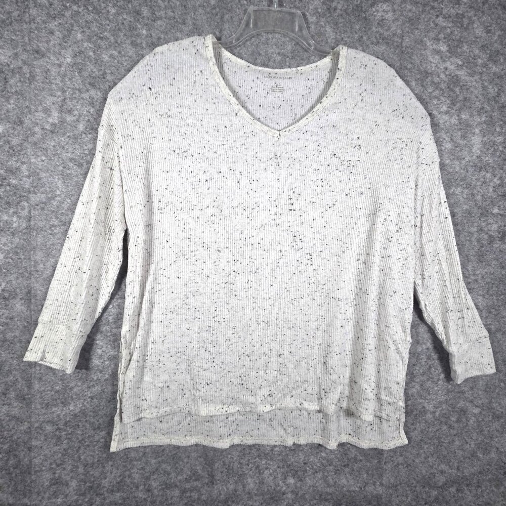 American Eagle Women's Long Sleeve Ribbed Knit Tunic Pullover Top Gray Size L